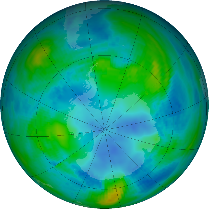 Antarctic ozone map for 03 May 1982